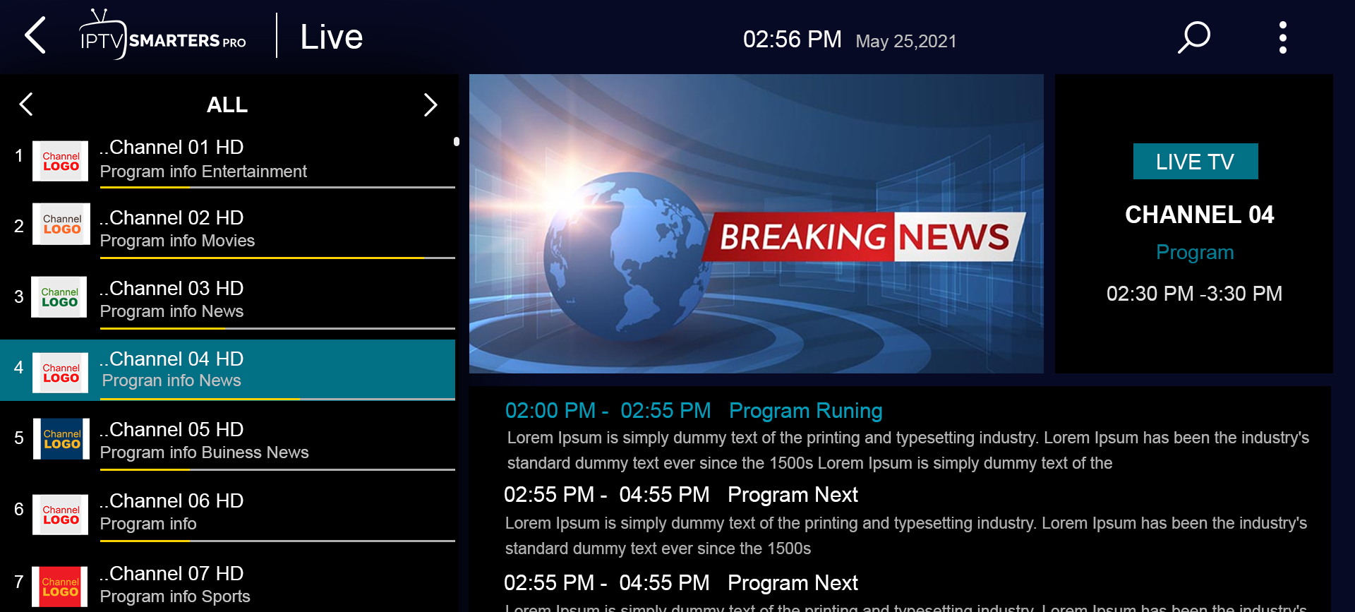 Firestick 17 live Tv category with epg